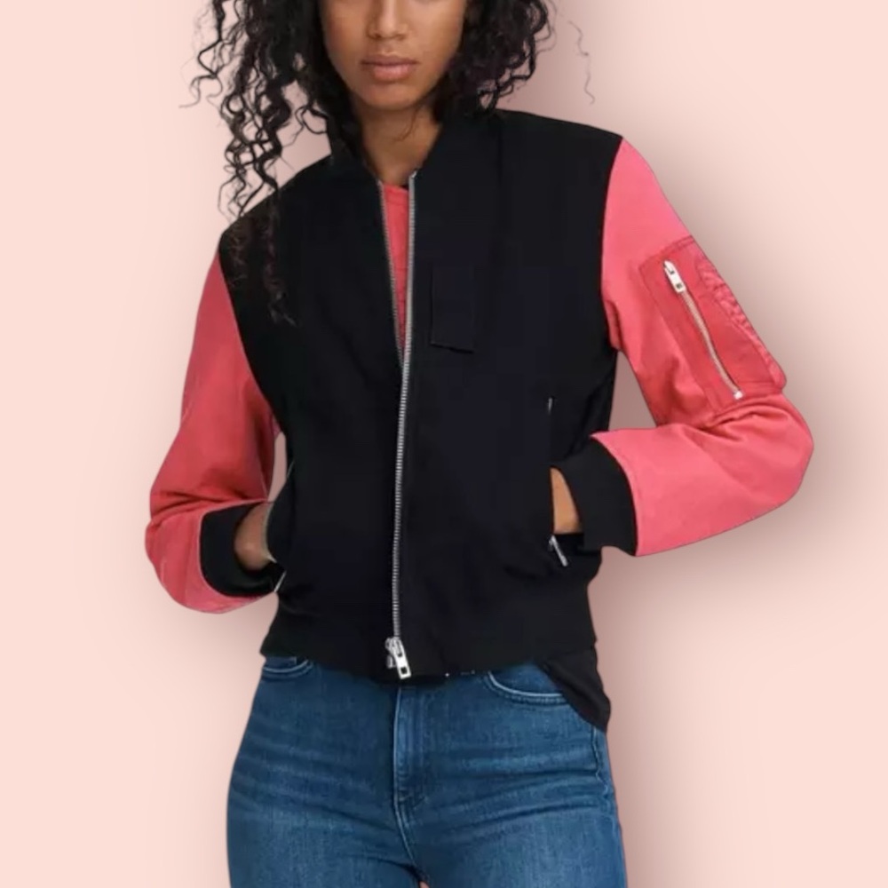 RAG & BONE Dani Colorblock Zip Up Bomber Jacket $495